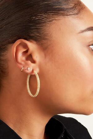 Boucles d'oreilles rondes avec zircons - grandes Argenté Acier inoxydable h5 Image4